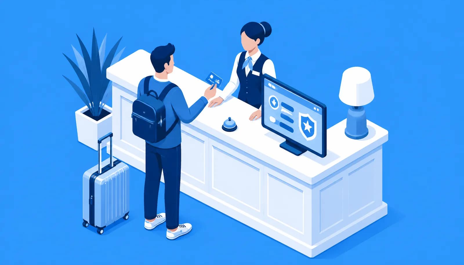 hotel check-in with loyalty card