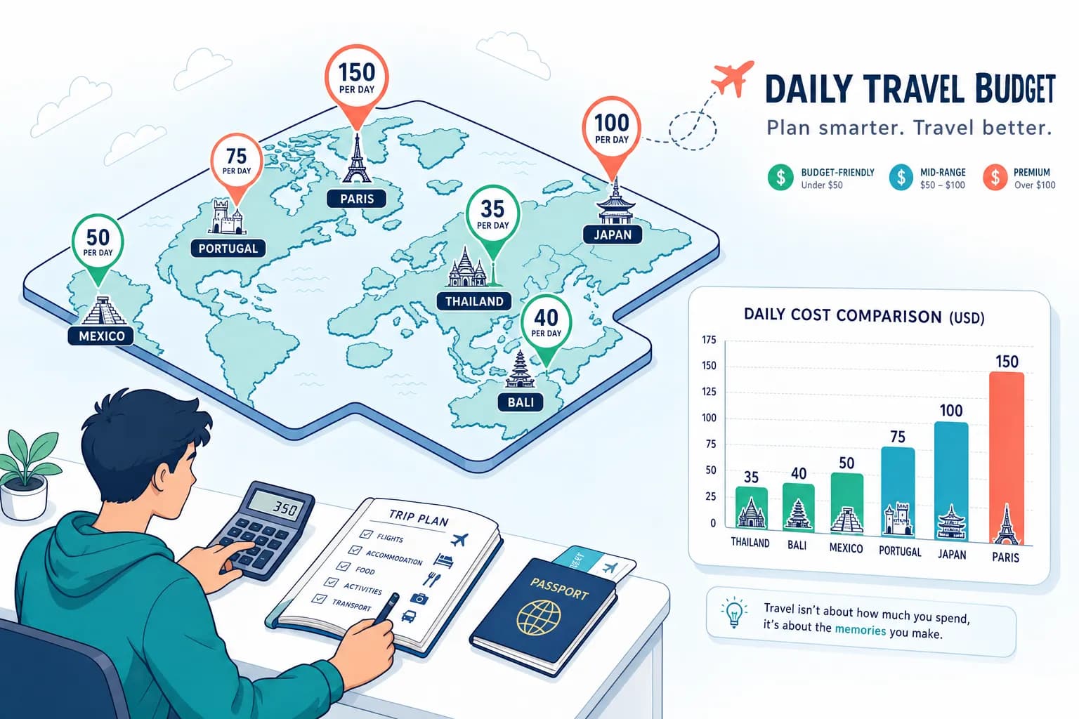 Daily Travel Budget by Country: What a Trip Actually Costs in 2026
